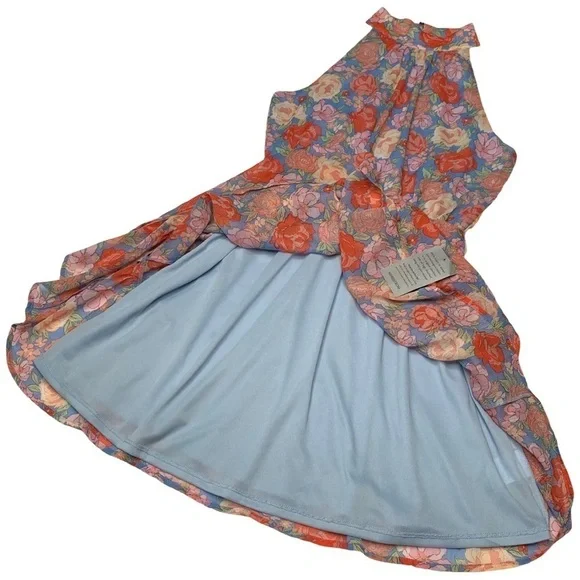 NEW Lush Floral Halter Neck Tie Waist Mini Dress - Picture 9 of 17